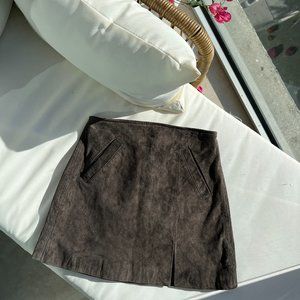 NWT Blank NYC Venice Beach Grey Suede 100% Leather Mini Skirt Sz 24